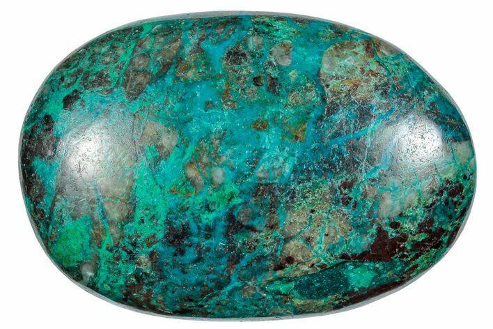 Polished Chrysocolla and Malachite Palm Stone - Peru #258675